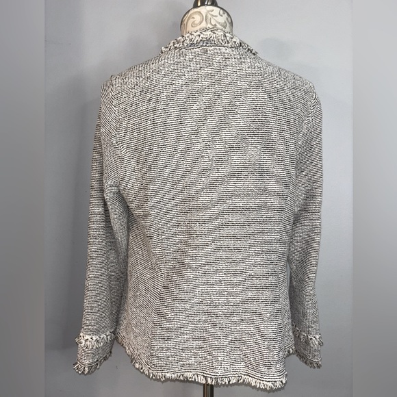 Chico’s Cotton Blend Tweed Fringe Blazer Size Medium. #47 - Picture 6 of 13